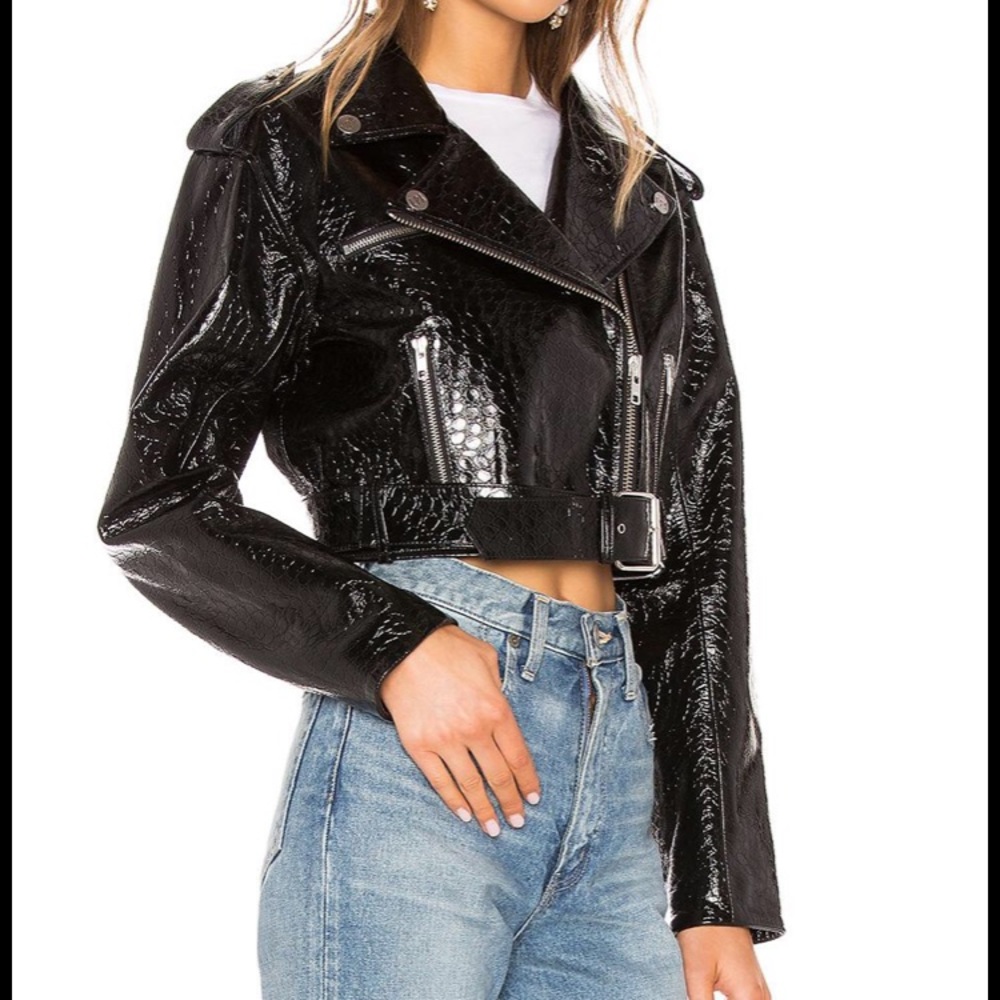 MARGOT CROPPED MOTO JACKET IN BLACK